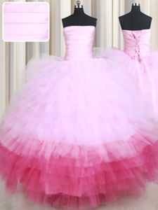 Luxury Ruffled Floor Length Ball Gowns Sleeveless Multi-color Sweet 16 Dresses Lace Up