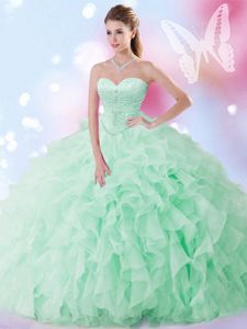 Floor Length Apple Green Ball Gown Prom Dress Sweetheart Sleeveless Lace Up