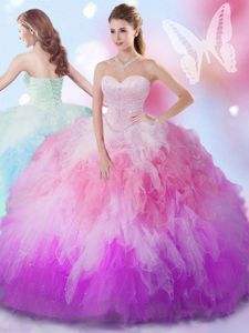 Fabulous Multi-color Sleeveless Beading and Ruffles Floor Length Quinceanera Dress