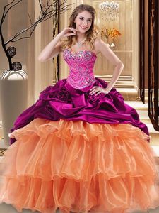 Floor Length Multi-color Sweet 16 Dresses Sweetheart Sleeveless Lace Up