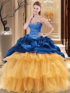 Custom Design Multi-color Sweetheart Lace Up Beading and Ruffles Quinceanera Dresses Sleeveless