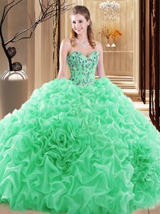 Delicate Sweetheart Lace Up Embroidery and Ruffles and Pick Ups Sweet 16 Dresses Sleeveless