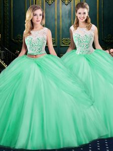 Pretty Pick Ups Floor Length Apple Green Ball Gown Prom Dress Scoop Sleeveless Zipper