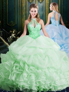 Pick Ups Sweet 16 Quinceanera Dress Halter Top Sleeveless Brush Train Lace Up