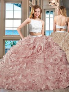 Beauteous Champagne Sweet 16 Dress Military Ball and Sweet 16 and Quinceanera and For with Beading and Ruffles Straps Sleeveless Backless