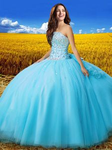 Elegant Sleeveless Lace Up Floor Length Beading and Bowknot 15 Quinceanera Dress