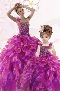 Flirting Fuchsia Sweet 16 Dresses Military Ball and Sweet 16 and Quinceanera and For with Beading and Ruffles Sweetheart Sleeveless Lace Up