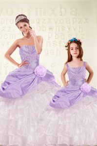 Ruffled Floor Length Purple Quinceanera Dress Sweetheart Sleeveless Lace Up