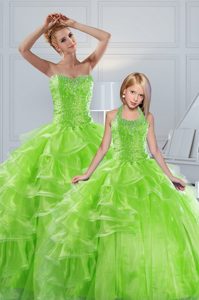 Stunning Quinceanera Gowns Military Ball and Sweet 16 and Quinceanera and For with Beading and Ruffled Layers Sweetheart Sleeveless Lace Up