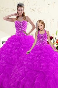 Customized Ball Gowns 15th Birthday Dress Pink And Black Sweetheart Organza Sleeveless Floor Length Lace Up