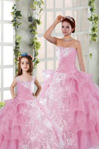 Strapless Sleeveless Organza 15th Birthday Dress Beading and Ruffled Layers and Ruching Lace Up