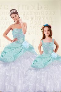 Hot Selling Sweetheart Sleeveless Organza Sweet 16 Quinceanera Dress Beading and Ruffles and Pick Ups Lace Up