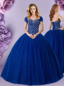 Attractive Royal Blue Sweetheart Neckline Beading Quinceanera Gown Sleeveless Lace Up