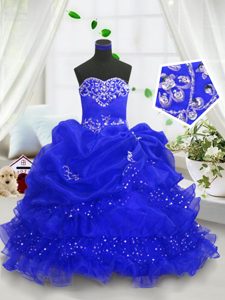 Fancy Pick Ups Ball Gowns Little Girls Pageant Dress Wholesale Turquoise V-neck Taffeta Sleeveless Floor Length Lace Up