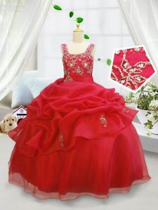 Inexpensive Sleeveless Beading Side Zipper Pageant Dress for Girls