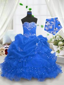 Sleeveless Lace Up Floor Length Beading and Ruffled Layers and Pick Ups Pageant Dresses