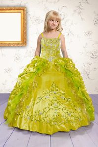 Sleeveless Lace Up Floor Length Beading and Appliques and Pick Ups High School Pageant Dress