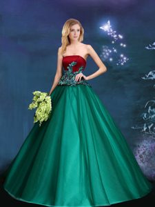 Sleeveless Lace Up Floor Length Appliques 15 Quinceanera Dress