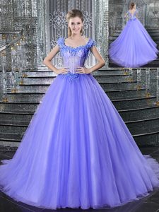 Modern Straps Straps Sleeveless Brush Train Beading Lace Up Sweet 16 Quinceanera Dress