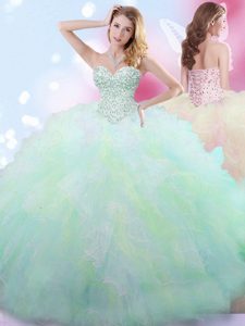 Sleeveless Lace Up Floor Length Beading 15th Birthday Dress