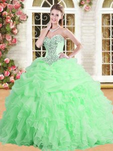 Sleeveless Lace Up Floor Length Appliques and Ruffles and Pick Ups Sweet 16 Quinceanera Dress