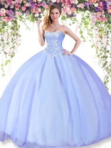 Adorable Floor Length Ball Gowns Sleeveless Lavender Ball Gown Prom Dress Lace Up