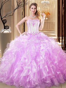 Floor Length Ball Gowns Sleeveless Lilac Sweet 16 Dress Lace Up