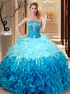 Popular Floor Length Ball Gowns Sleeveless Multi-color Quince Ball Gowns Lace Up