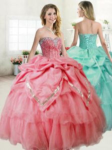 Colorful Taffeta Sweetheart Sleeveless Brush Train Lace Up Pick Ups Sweet 16 Dress in Wine Red