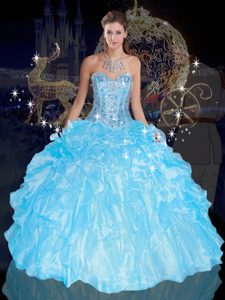 Extravagant Sleeveless Lace Up Floor Length Beading and Ruffles Sweet 16 Quinceanera Dress