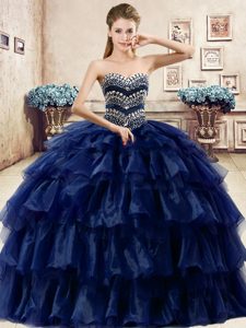 Three Piece Sleeveless Lace Up Floor Length Beading and Ruffles 15 Quinceanera Dress