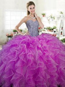 Designer Floor Length Fuchsia Quinceanera Dresses Sweetheart Sleeveless Lace Up