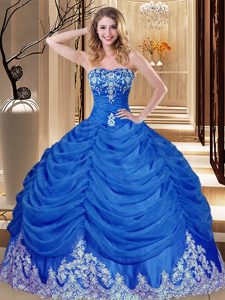 Gorgeous Sweetheart Sleeveless Tulle Quinceanera Dress Appliques and Pick Ups Lace Up