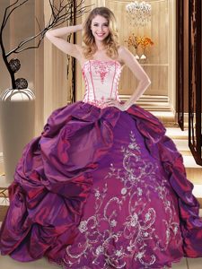 Embroidery and Pick Ups Sweet 16 Quinceanera Dress Turquoise Lace Up Sleeveless Floor Length